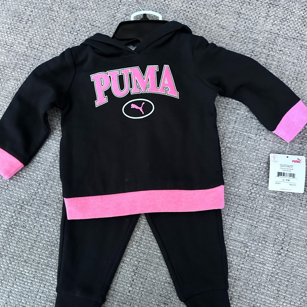 Puma Black and Pink Fleece Set